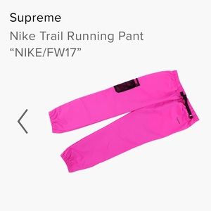 Supreme x Nike FW17 Trail Running Pant Hot Pink